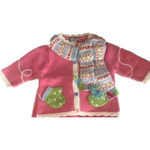 Mittens Sweater Pink Cardigan 3-6 mo